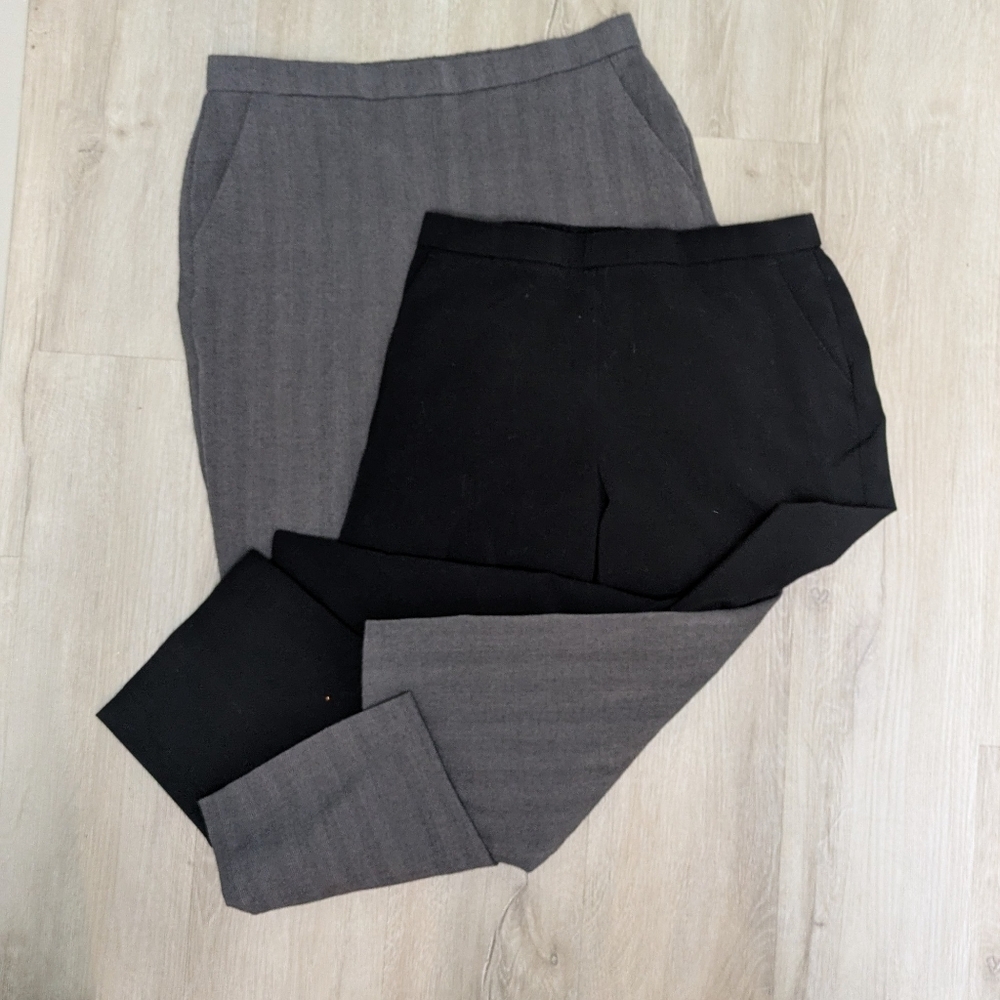 Dana Buchman Black Grey Pull On Elastic Casual Office Trouser Pants Petite